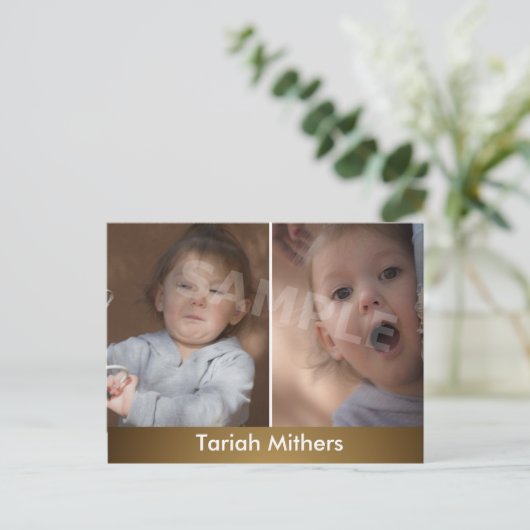 Betaalbare Kinder hoofdfoto's met 2-bits Comp-kaar Briefkaart (Staand voorkant)