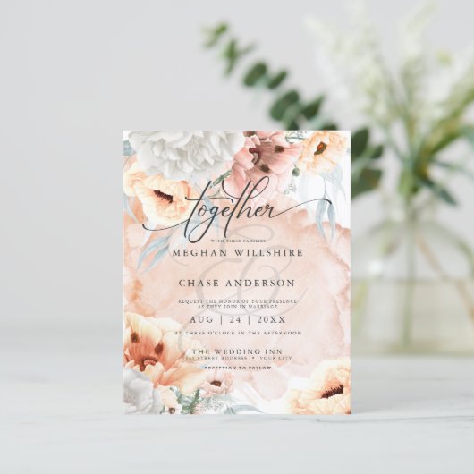 Betaalbare koraalbloemen Weddenschap (Staand voorkant)