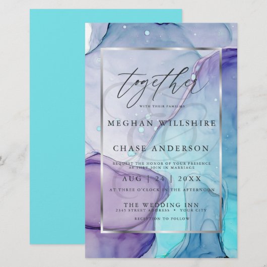 Betaalbare Paarse inkt voor bruiloft Chic Aqua Abs (Voorkant / Achterkant)