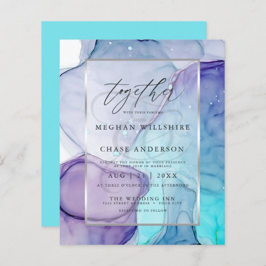 Betaalbare Paarse inkt voor bruiloft Chic Aqua Abs (Voorkant / Achterkant)