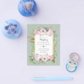 Betaalbare Roze Blush Roze Bloemige Trouwbudget Flyer (Enkel)