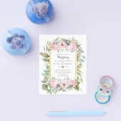 Betaalbare Roze Blush Roze Bloemige Trouwbudget Flyer (Enkel)