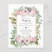 Betaalbare Roze Blush Roze Bloemige Trouwbudget Flyer (Voorkant)