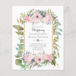 Betaalbare Roze Blush Roze Bloemige Trouwbudget Flyer