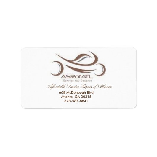 Betaalbare Scooter Reparatie van Atlanta Etiket (Voorkant)