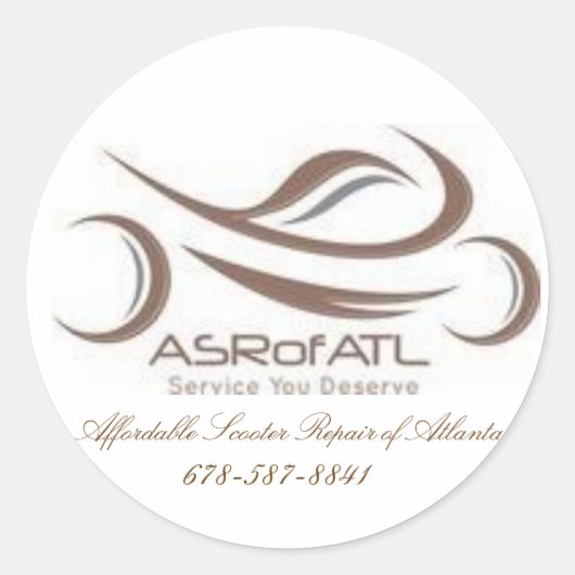 Betaalbare Scooter Reparatie van Atlanta Ronde Sticker (Voorkant)