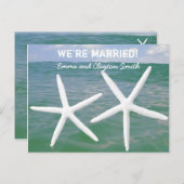 Betaalbare strandthema bruiloft nafeier uitnodiging briefkaart (Voorkant / Achterkant)