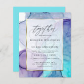 Betaalbare Trouw Chic Aqua Paars Abstracte Inkt (Voorkant / Achterkant)