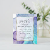 Betaalbare Trouw Chic Aqua Paars Abstracte Inkt (Staand voorkant)