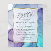 Betaalbare Trouw Chic Aqua Paars Abstracte Inkt (Voorkant)