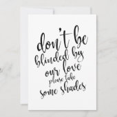 Betaalbare trouwzonnebrillen als cadeautje bord kaart (Voorkant)