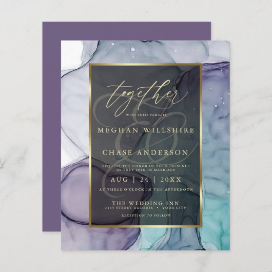 Betaalbare weddenschap Blauwgroen Smokey Abstracte (Voorkant / Achterkant)