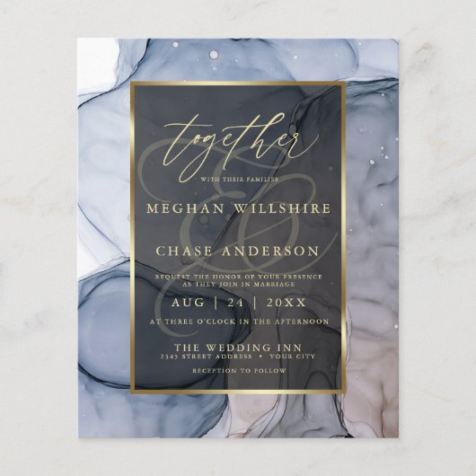 Betaalbare weddenschap met blauwe muve-alcoholinkt (Voorkant)