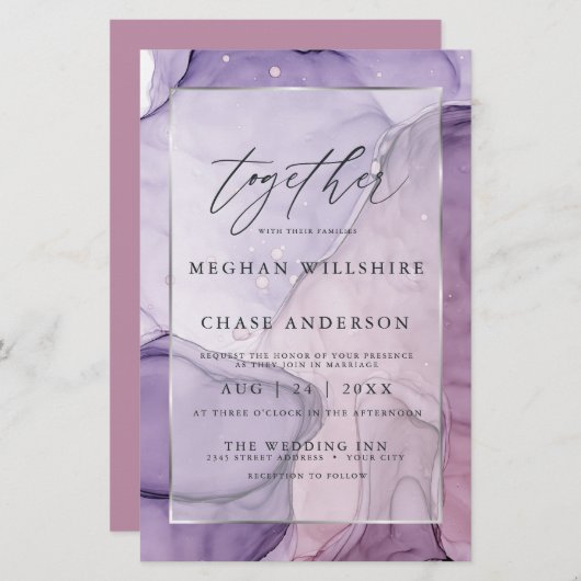 Betaalbare Wedding Cust6 Lavendel Roos Abstract (Voorkant / Achterkant)