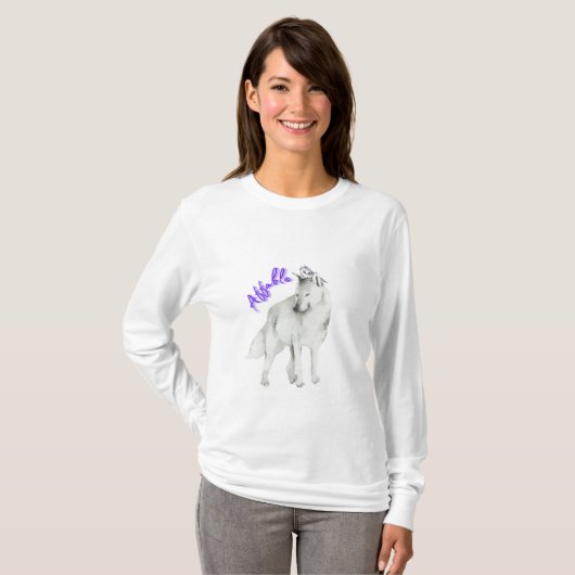 Betaalbare witte wolf t-shirt (Voorkant volledig)