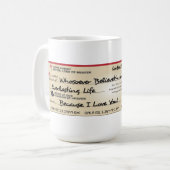 Betaald in volledig opgeslagen door Jezus Check Koffiemok (Voorkant links)