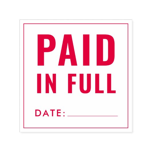 Betaald in volledig rood zelfinkend stempel (Design)