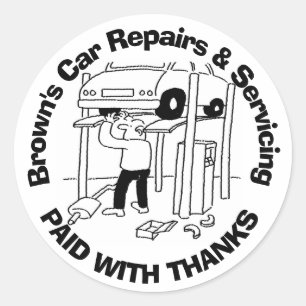 Betaald met Bedankt autoreparaties en -onderhoud Ronde Sticker