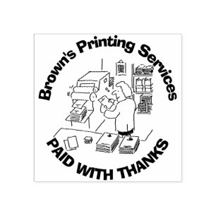 Betaald met Bedankt. Printerafdrukservices Rubberstempel