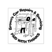 Betaald Met Dank. Auto Reparaties en Service Rubberstempel (Afrduk)