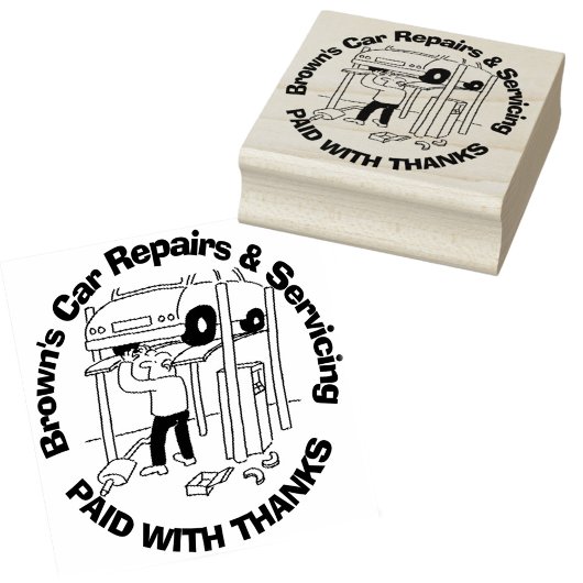 Betaald Met Dank. Auto Reparaties en Service Rubberstempel