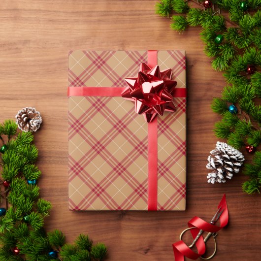  betaald rood diagonaal kerstpatroon cadeaupapier (Feestdagen Geschenken)