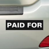 betaald voor bumpersticker (Op auto)