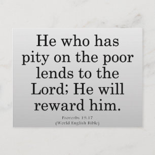 Betaald voor de Proverbs 19-17 van de Dienst Briefkaart