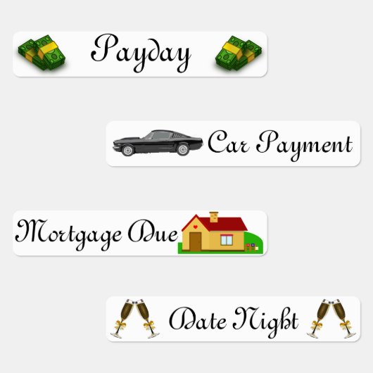 Betaaldag, autobetaling, hypotheek verschuldigd, d labels (Groep)