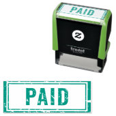 Betaalde Rubber Stamp in blauw Zelfinktende Stempel (In situ)