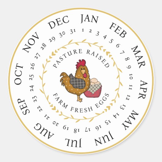 Betaalde vervaldatum verhit Boerderij verse eieren Ronde Sticker (Voorkant)