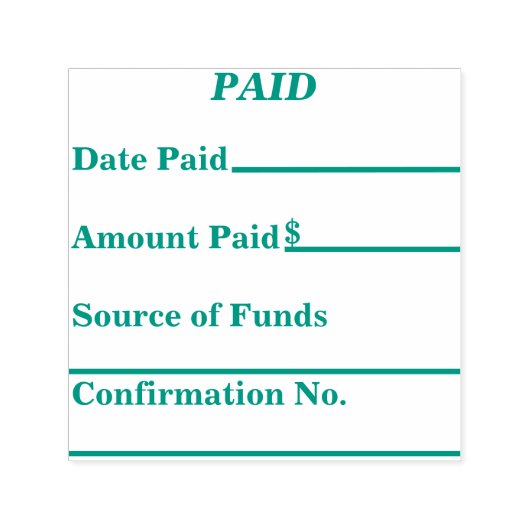 Betaalde Zelfinktstempel met Betalingsinformatie Zelfinktende Stempel (Design)