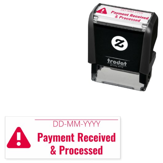 "Betaling ontvangen en verwerkt" en waarschuwingsp Zelfinktende Stempel (In situ)