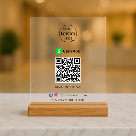 Betaling van de QR-code voor CashApp | Scannen naa Acryl Bord