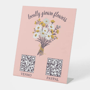 BETALINGS QR CODE Bloemisterij Bloemen Boerenmarkt Reclamebord Met Voetstuk