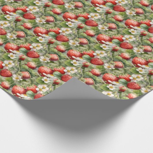 betegeld patroon van de schattige waterverf aardbe cadeaupapier (Hoek)