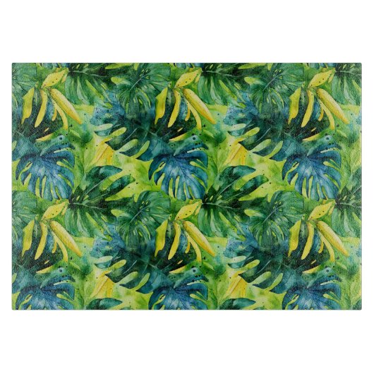 Betegeld Tropisch blad strandhuispatroon Snijplank (Voorkant)