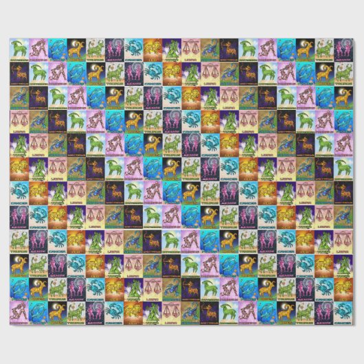 betegelde dierenriem cadeaupapier (Vlak)