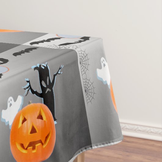 Betegelde Ghost Pumpkin Bats Halloween Design Tafelkleed (Voorbeeld)