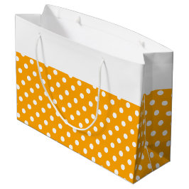 Betegelde polka stippen op goudgele witte bovenste groot cadeauzakje