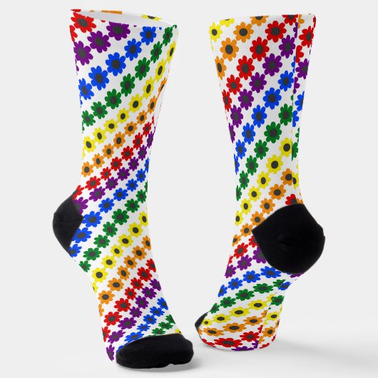 Betekende LGBT-rode regenboogbijen en bloemen Sokken (Gebogen)