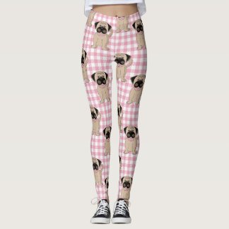 Betekende pruimedanten op roze controles leggings