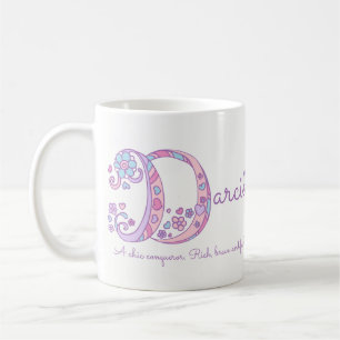 Betekenis naam Darcie hart bloem D monogram mok