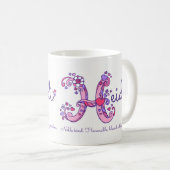 Betekenis naam Heidi hart bloem H monogram mok (Voorkant rechts)