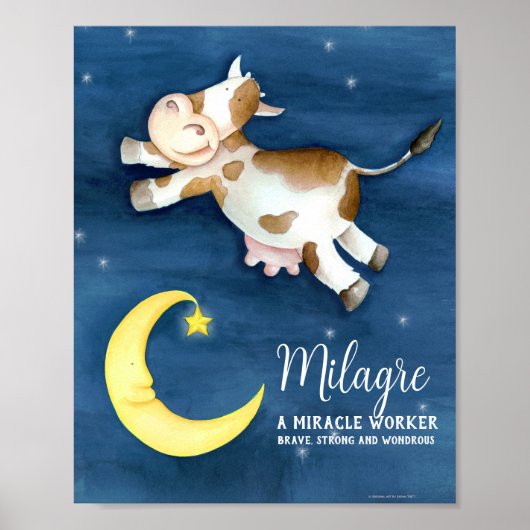 Betekenis naam Milagre gril koe kunst over de maan Poster (Voorkant)