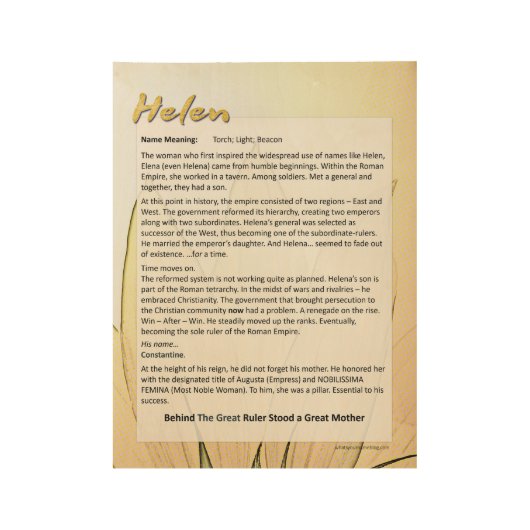 Betekenis van de naam Helen Houten Poster (Voorkant)