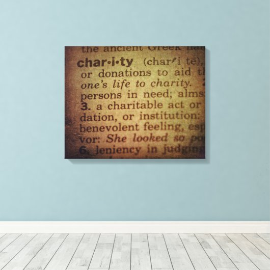Betekenis zoeken - liefdadigheid canvas afdruk (Insitu (Houten vloer))