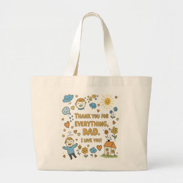 Betekenisvolle Doodle Art voor Father-Doodle Love Grote Tote Bag