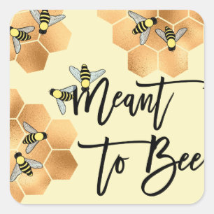 Betekent Bee Quote Gold Honeycomb Vrijgezellenfees Vierkante Sticker