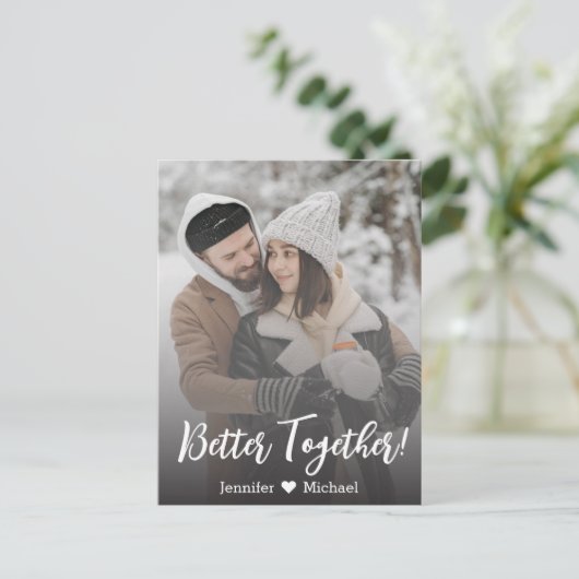 beter bij elkaar!moderne foto van het kalligrafiek aankondigingskaart (Staand voorkant)